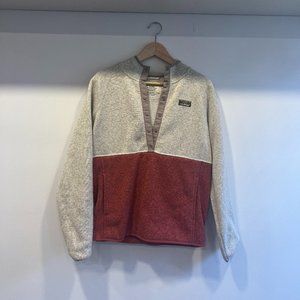 LL Bean Sweater Fleece Pullover T 502845 Beige/Red